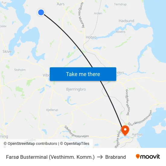 Farsø Busterminal (Vesthimm. Komm.) to Brabrand map