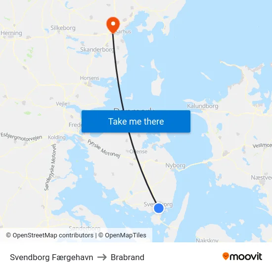 Svendborg Færgehavn to Brabrand map