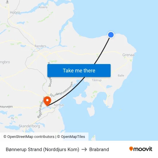 Bønnerup Strand (Norddjurs Kom) to Brabrand map