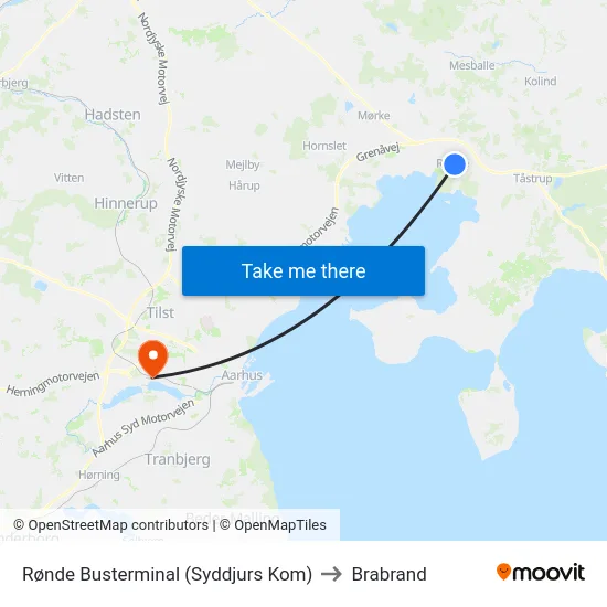 Rønde Busterminal (Syddjurs Kom) to Brabrand map