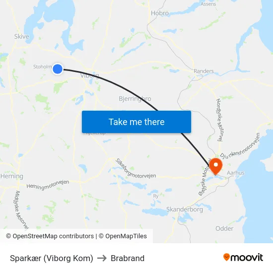 Sparkær (Viborg Kom) to Brabrand map