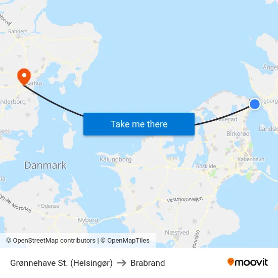 Grønnehave St. (Helsingør) to Brabrand map