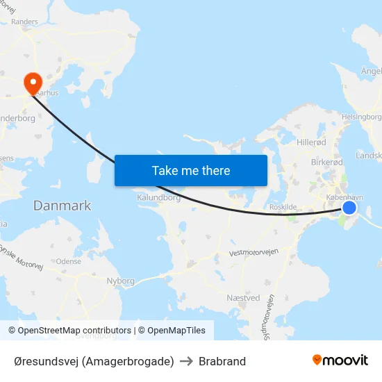Øresundsvej (Amagerbrogade) to Brabrand map