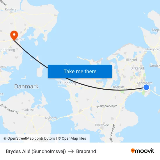 Brydes Allé (Sundholmsvej) to Brabrand map