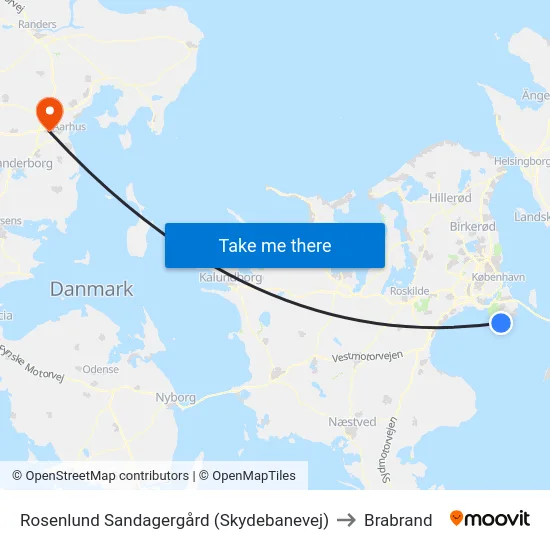 Rosenlund Sandagergård (Skydebanevej) to Brabrand map