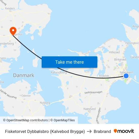 Fisketorvet Dybbølsbro (Kalvebod Brygge) to Brabrand map