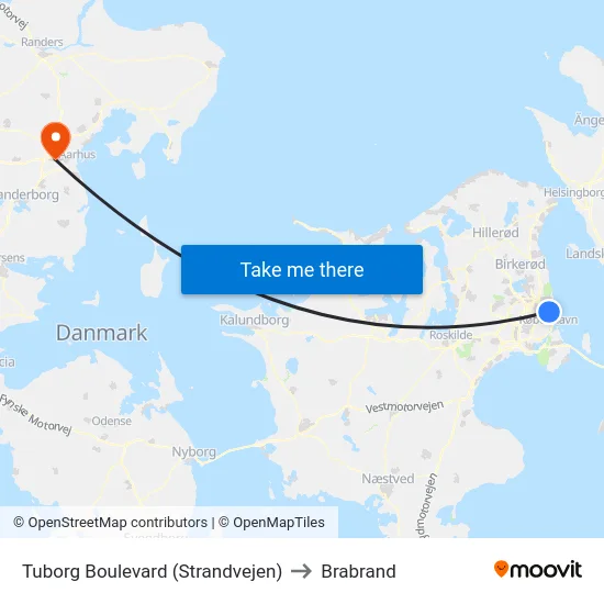 Tuborg Boulevard (Strandvejen) to Brabrand map