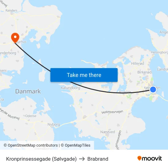 Kronprinsessegade (Sølvgade) to Brabrand map