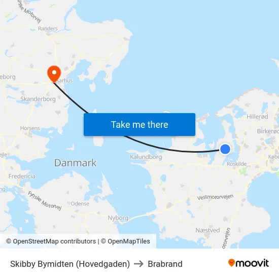 Skibby Bymidten (Hovedgaden) to Brabrand map