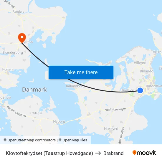Klovtoftekrydset (Taastrup Hovedgade) to Brabrand map