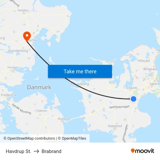 Havdrup St. to Brabrand map