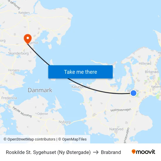 Roskilde St. Sygehuset (Ny Østergade) to Brabrand map