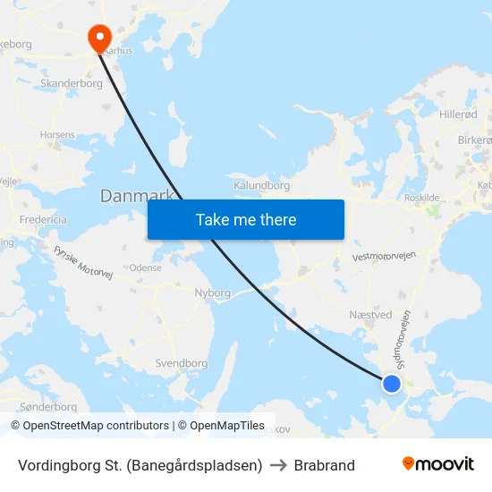 Vordingborg St. (Banegårdspladsen) to Brabrand map