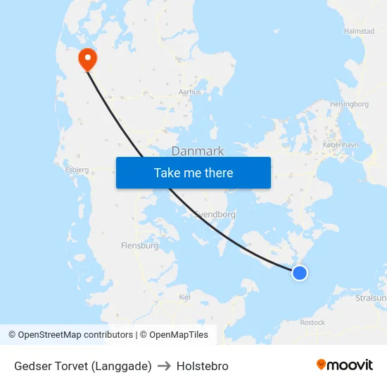Gedser Torvet (Langgade) to Holstebro map