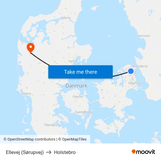 Ellevej (Sørupvej) to Holstebro map