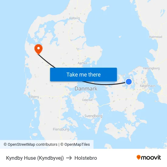 Kyndby Huse (Kyndbyvej) to Holstebro map