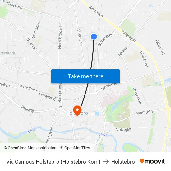 Via Campus Holstebro (Holstebro Kom) to Holstebro map