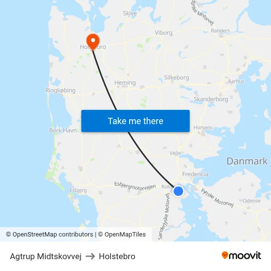 Agtrup Midtskovvej to Holstebro map