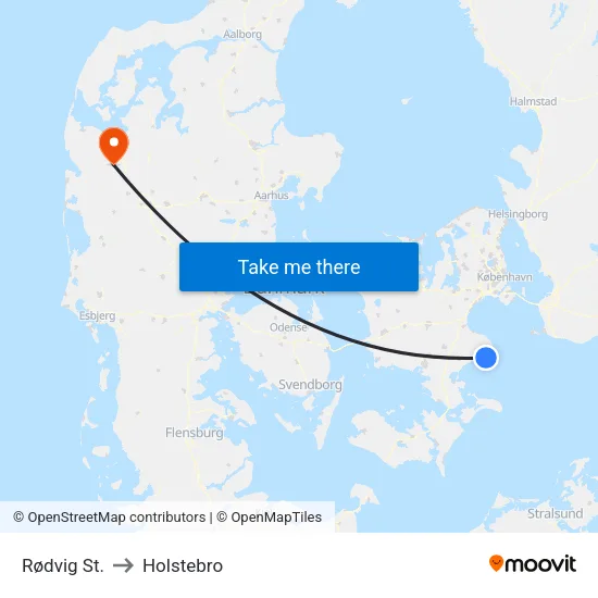 Rødvig St. to Holstebro map