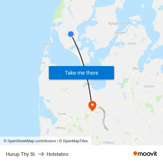 Hurup Thy St. to Holstebro map