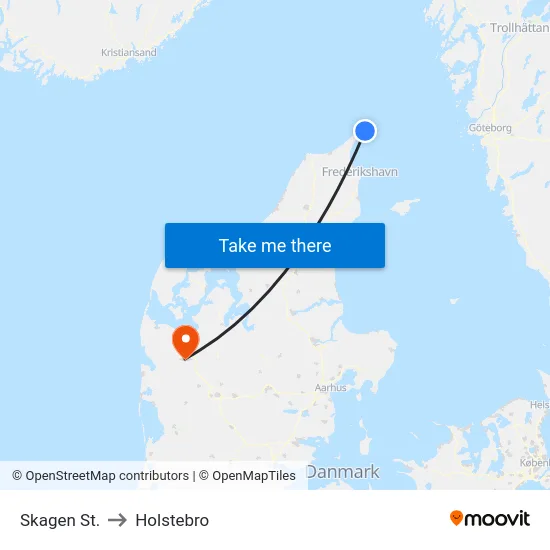 Skagen St. to Holstebro map
