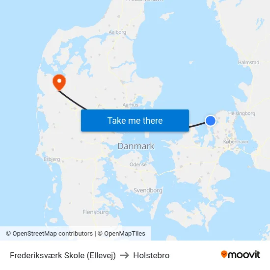 Frederiksværk Skole (Ellevej) to Holstebro map