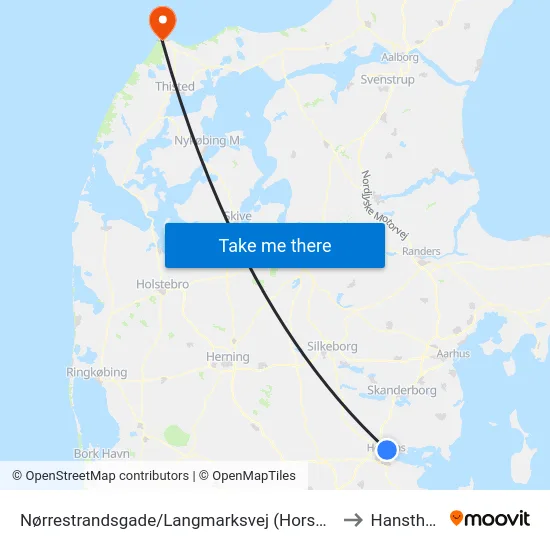 Nørrestrandsgade/Langmarksvej (Horsens Kom) to Hanstholm map