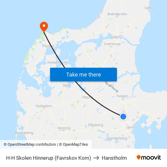 H-H Skolen Hinnerup (Favrskov Kom) to Hanstholm map