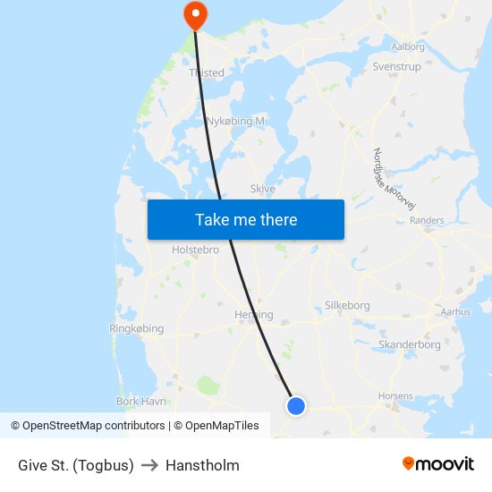 Give St. (Togbus) to Hanstholm map