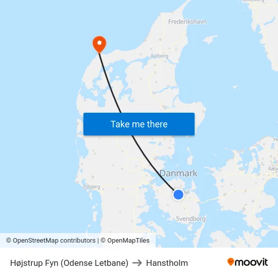 Højstrup Fyn (Odense Letbane) to Hanstholm map