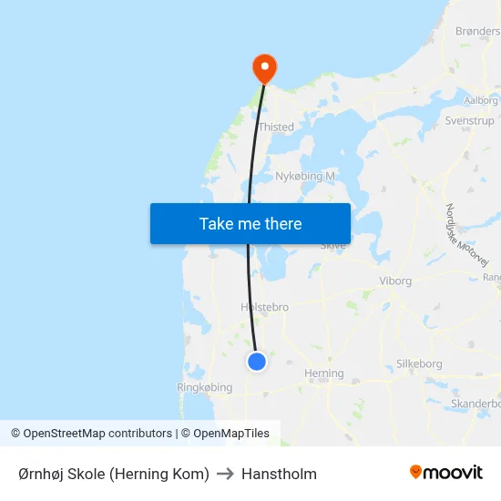 Ørnhøj Skole (Herning Kom) to Hanstholm map