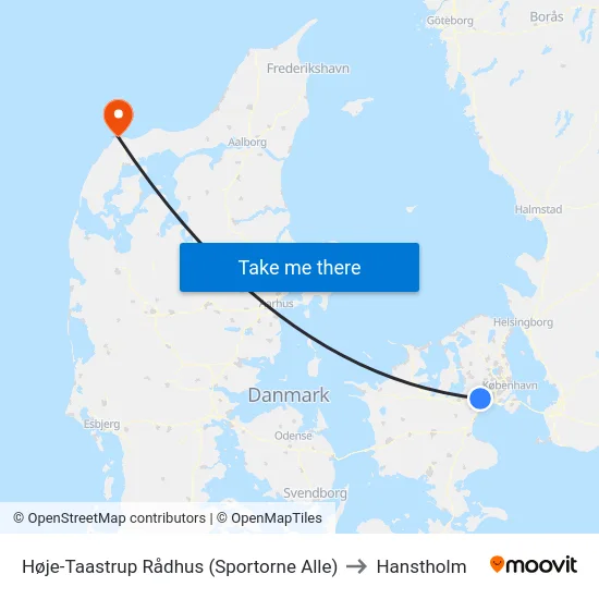 Høje-Taastrup Rådhus (Sportorne Alle) to Hanstholm map