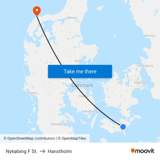 Nykøbing F St. to Hanstholm map