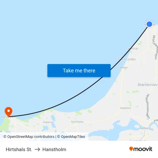 Hirtshals St. to Hanstholm map