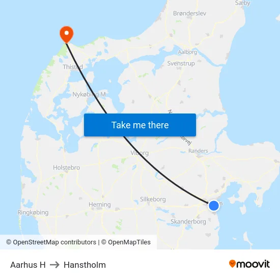 Aarhus H to Hanstholm map