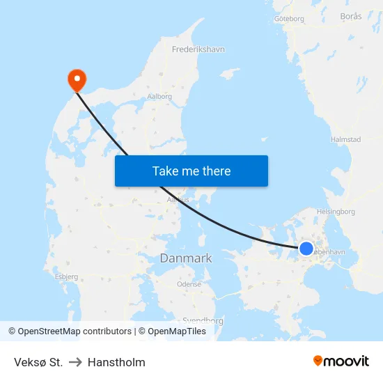 Veksø St. to Hanstholm map