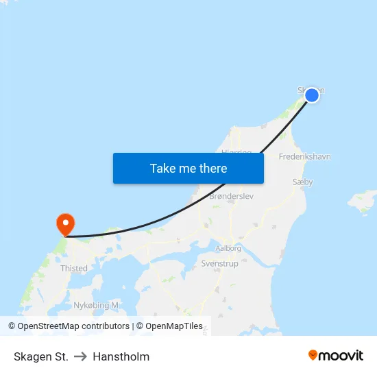 Skagen St. to Hanstholm map