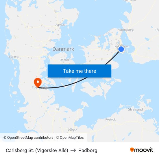 Carlsberg St. (Vigerslev Allé) to Padborg map