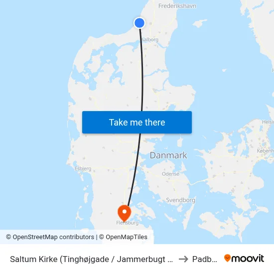 Saltum Kirke (Tinghøjgade / Jammerbugt Komm.) to Padborg map