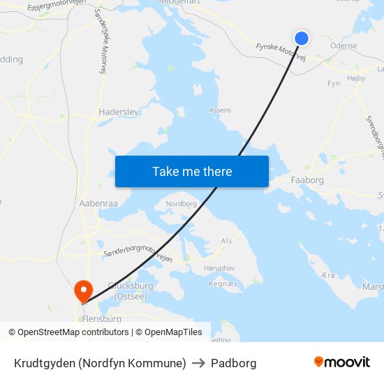 Krudtgyden (Nordfyn Kommune) to Padborg map