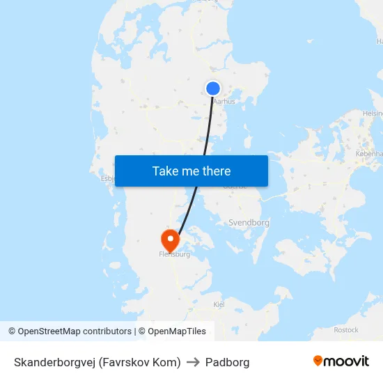 Skanderborgvej (Favrskov Kom) to Padborg map