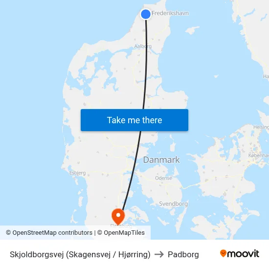 Skjoldborgsvej (Skagensvej / Hjørring) to Padborg map