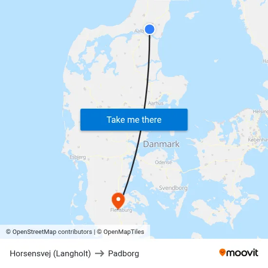 Horsensvej (Langholt) to Padborg map