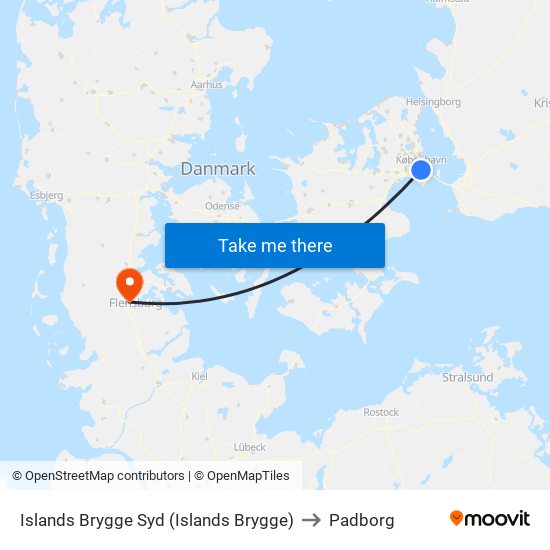 Islands Brygge Syd (Islands Brygge) to Padborg map