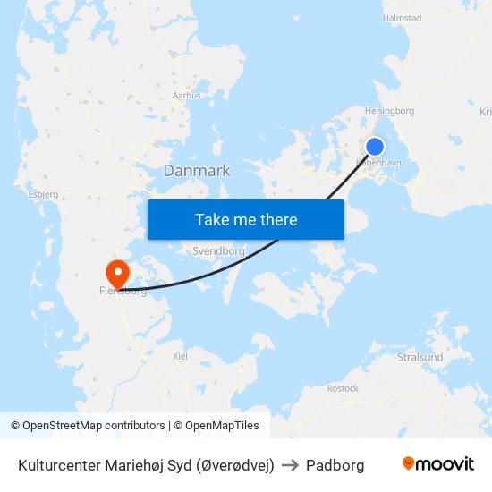 Kulturcenter Mariehøj Syd (Øverødvej) to Padborg map