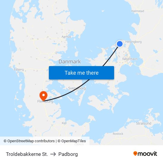 Troldebakkerne St. to Padborg map