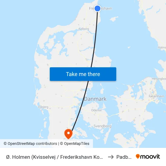 Ø. Holmen (Kvisselvej / Frederikshavn Kommune) to Padborg map