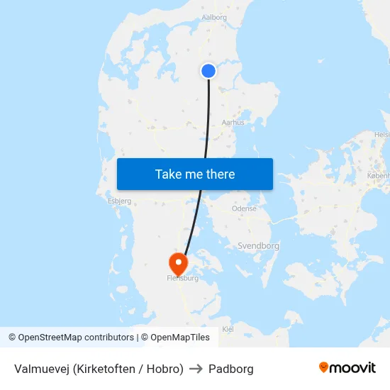 Valmuevej (Kirketoften / Hobro) to Padborg map