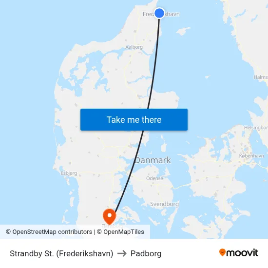 Strandby St. (Frederikshavn) to Padborg map