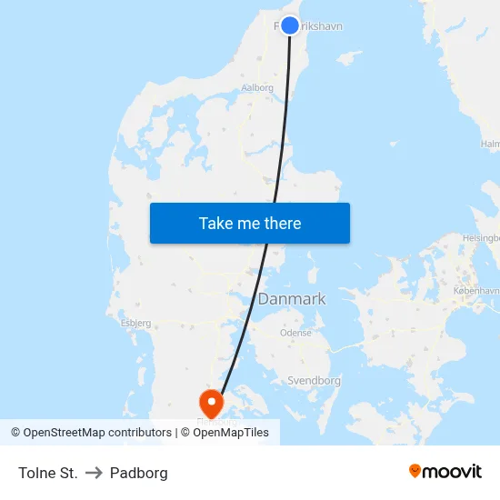 Tolne St. to Padborg map